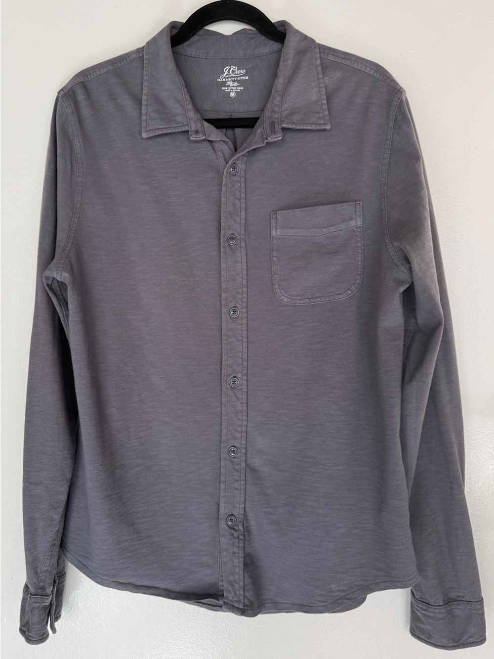 J. Crew Men’s Casual Long-Sleeve Button-Down in Gray, Soft Tee Fabric